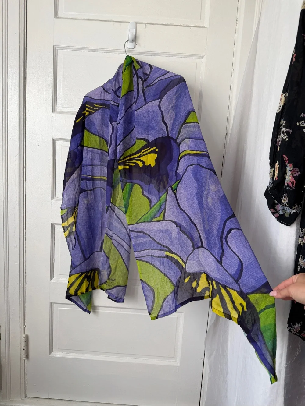 Vida Art Lightweight Modal Purple Abstract Iris Floral Print Scarf Wrap Festival